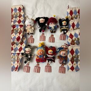 Vintage Carnival Clown Plush Keychain Set - Multi-Color